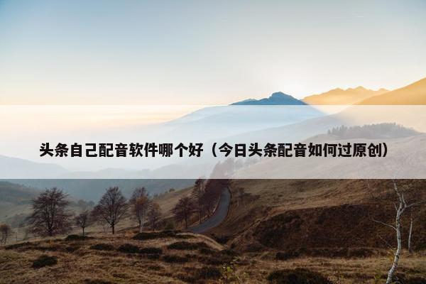 头条自己配音软件哪个好（今日头条配音如何过原创）