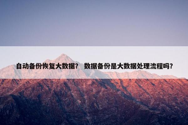 自动备份恢复大数据？ 数据备份是大数据处理流程吗？