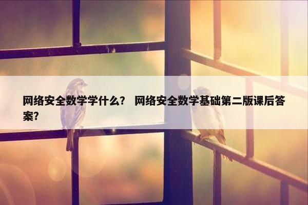 网络安全数学学什么？ 网络安全数学基础第二版课后答案？