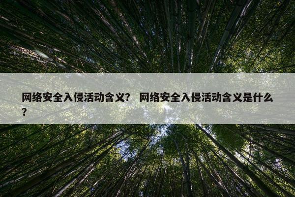 网络安全入侵活动含义？ 网络安全入侵活动含义是什么？