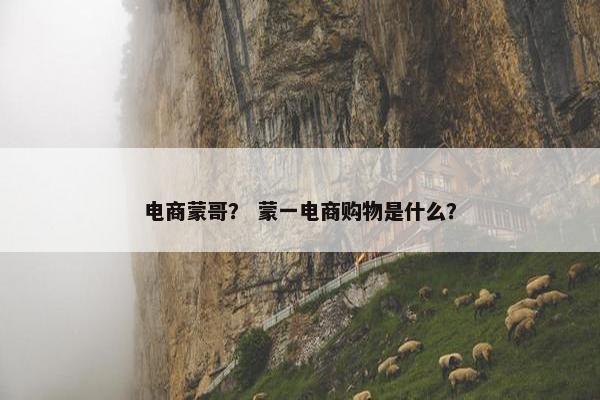 电商蒙哥？ 蒙一电商购物是什么？