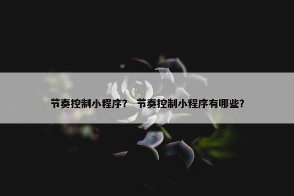 节奏控制小程序？ 节奏控制小程序有哪些？