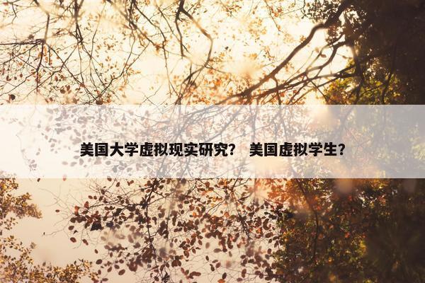 美国大学虚拟现实研究？ 美国虚拟学生？