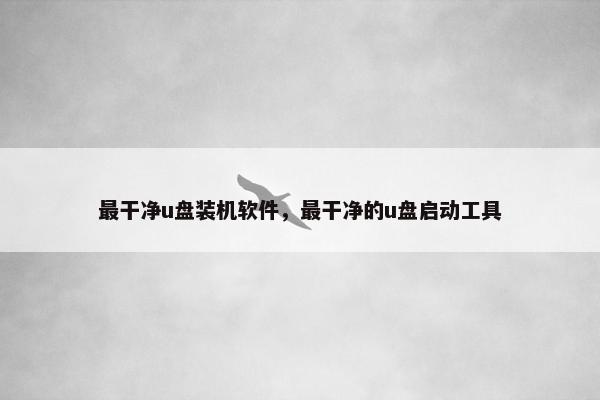 最干净u盘装机软件，最干净的u盘启动工具