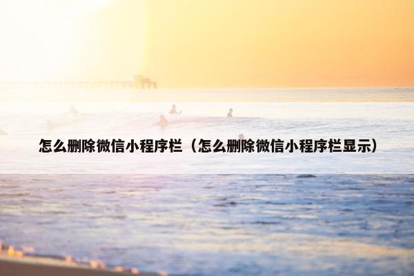 怎么删除微信小程序栏（怎么删除微信小程序栏显示）