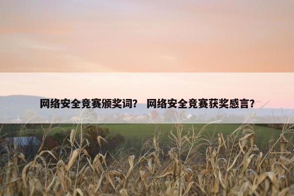 网络安全竞赛颁奖词？ 网络安全竞赛获奖感言？