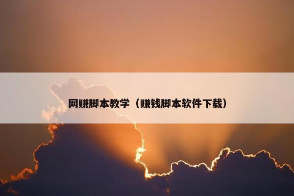 网赚脚本教学（赚钱脚本软件下载）
