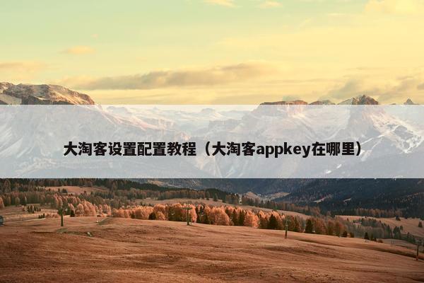 大淘客设置配置教程（大淘客appkey在哪里）