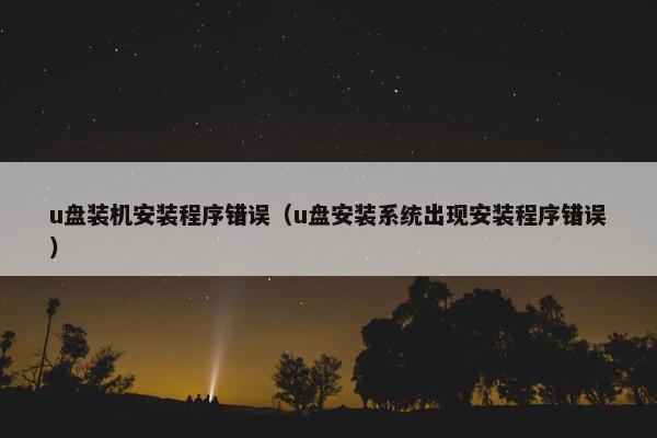 u盘装机安装程序错误（u盘安装系统出现安装程序错误）