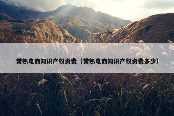 常熟电商知识产权资费（常熟电商知识产权资费多少）