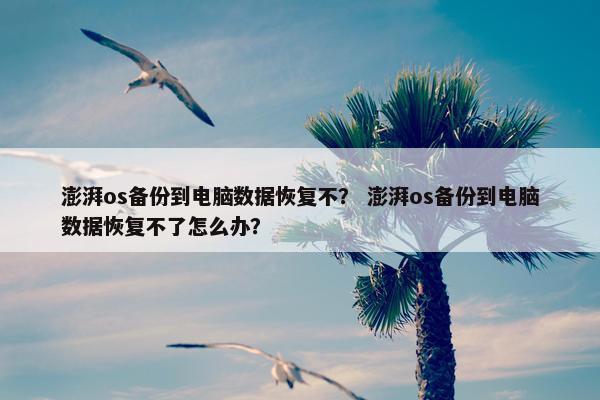 澎湃os备份到电脑数据恢复不？ 澎湃os备份到电脑数据恢复不了怎么办？