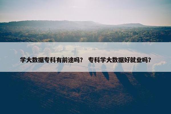 学大数据专科有前途吗？ 专科学大数据好就业吗？