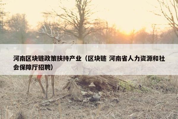 河南区块链政策扶持产业（区块链 河南省人力资源和社会保障厅招聘）