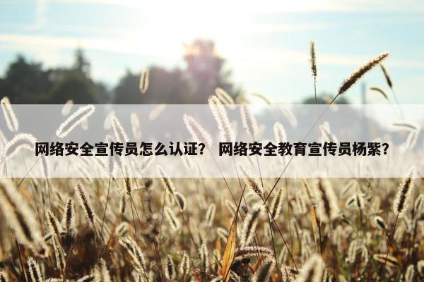 网络安全宣传员怎么认证？ 网络安全教育宣传员杨紫？