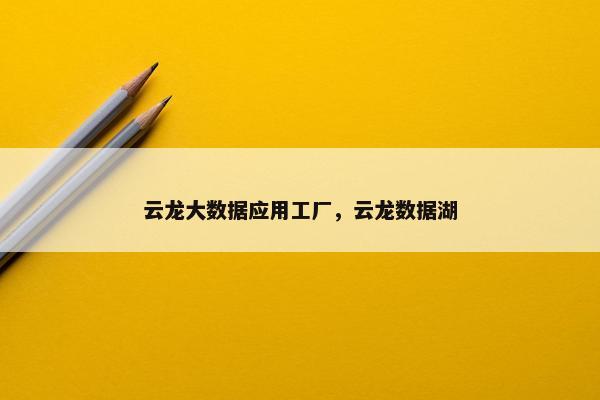 云龙大数据应用工厂，云龙数据湖