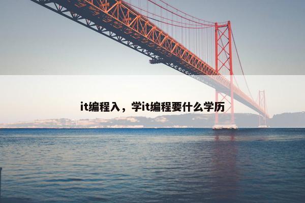 it编程入，学it编程要什么学历