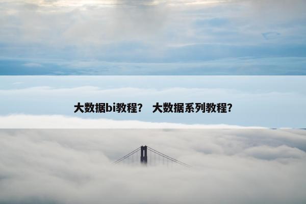 大数据bi教程？ 大数据系列教程？